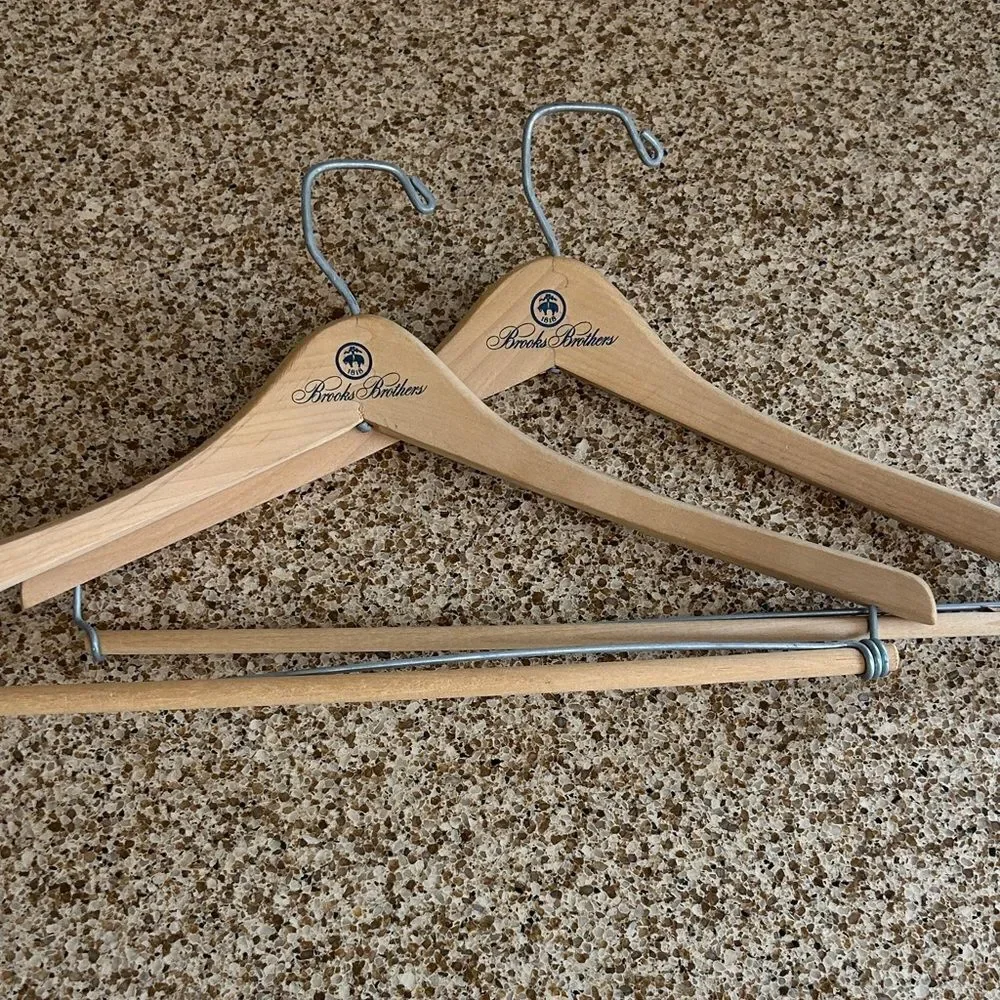 Brooks Brothers Light Tan Tongue and Groove Wooden Hangers